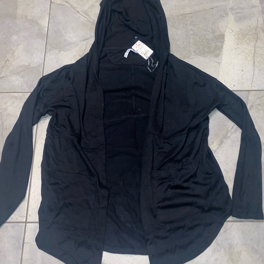 Black mudd hooded cardigan